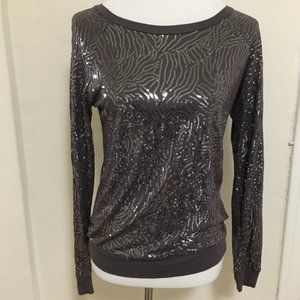 VELVET Gunmetal Gray Sequin Top